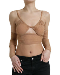 Dolce & Gabbana Women's Mesh Long Sleeve Top - Beige 6 Brown