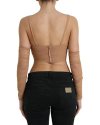 Dolce & Gabbana Women's Mesh Long Sleeve Top - Beige