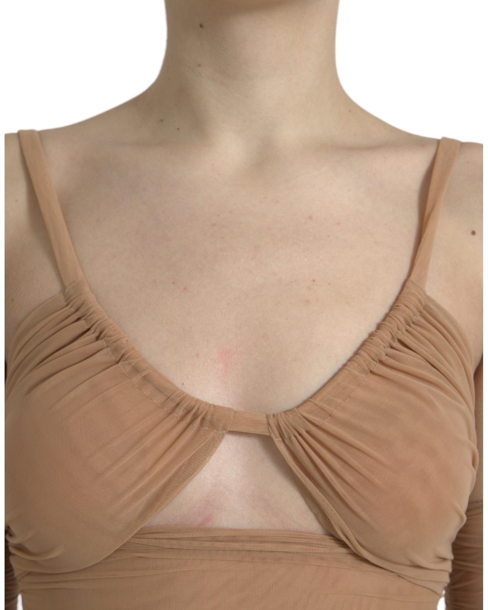 Dolce & Gabbana Women's Mesh Long Sleeve Top - Beige