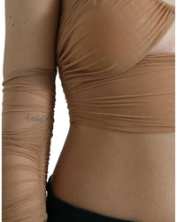Dolce & Gabbana Women's Mesh Long Sleeve Top - Beige