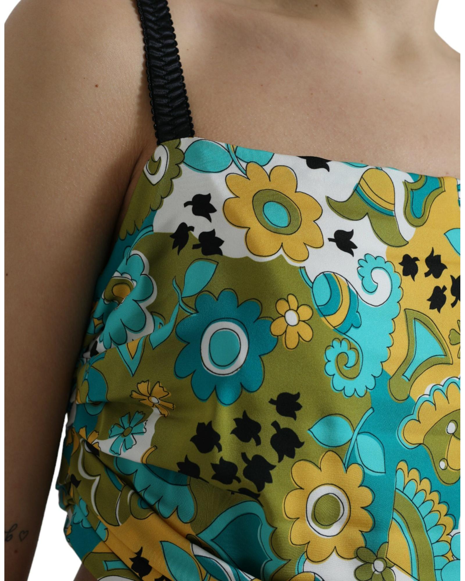 Dolce & Gabbana Floral Print Silk Tank Top - Multicolor