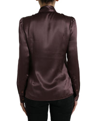 Dolce & Gabbana Silk Bow Tie Blouse - Brown