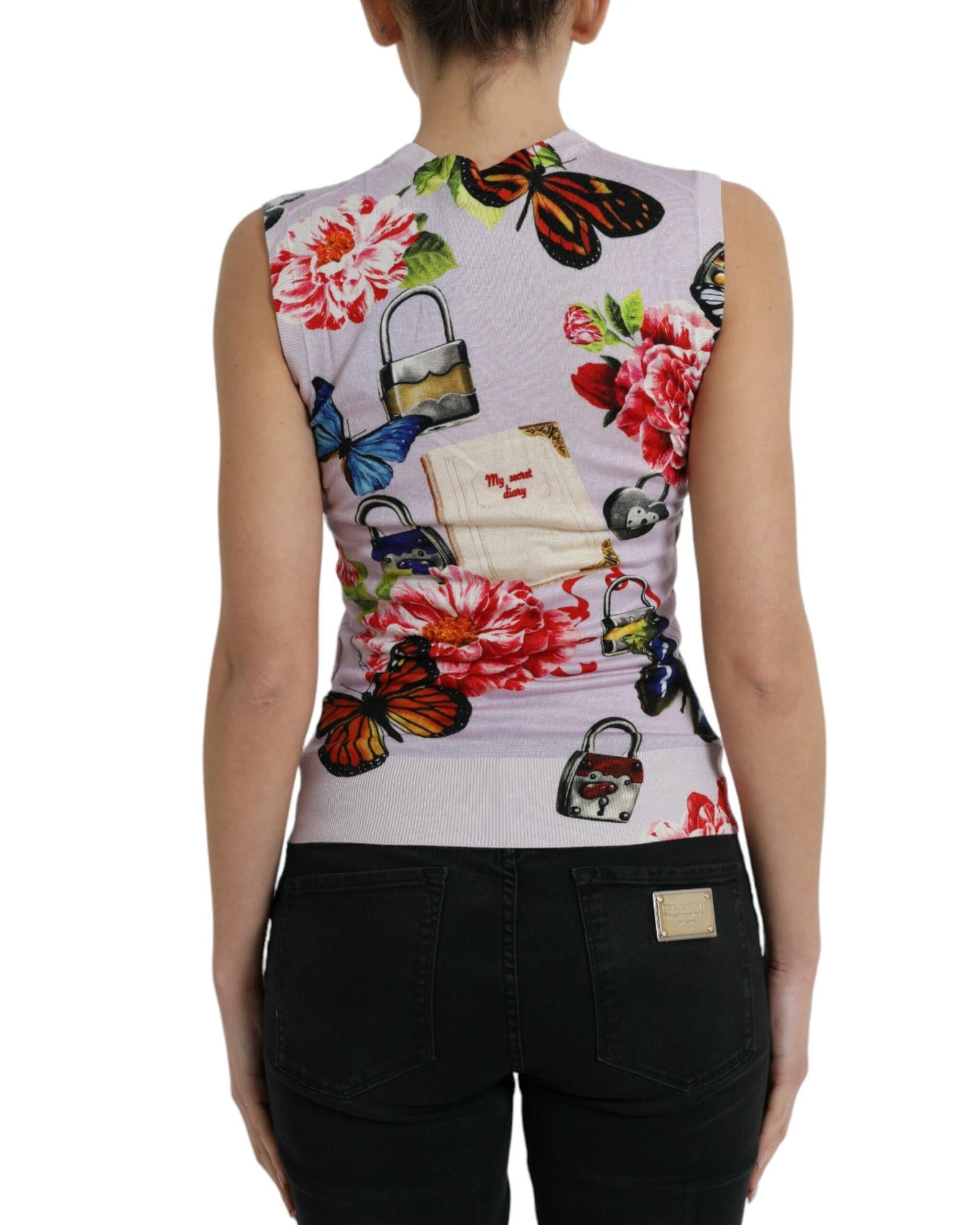 Dolce & Gabbana Butterfly Floral Cashmere Silk Tank Top