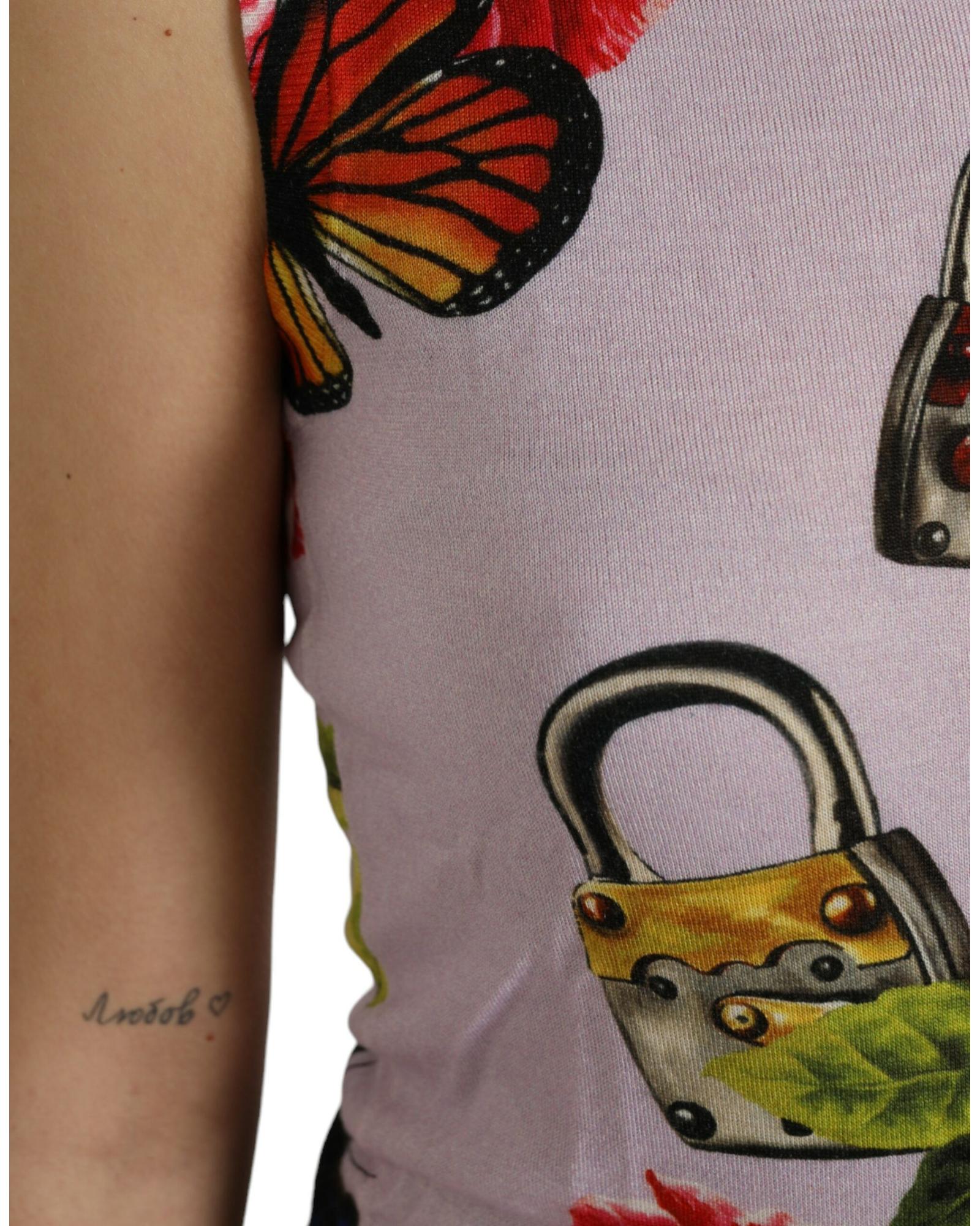 Dolce & Gabbana Butterfly Floral Cashmere Silk Tank Top