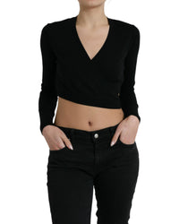 Dolce & Gabbana Wool V-neck Crossed Cardigan Sweater Black
