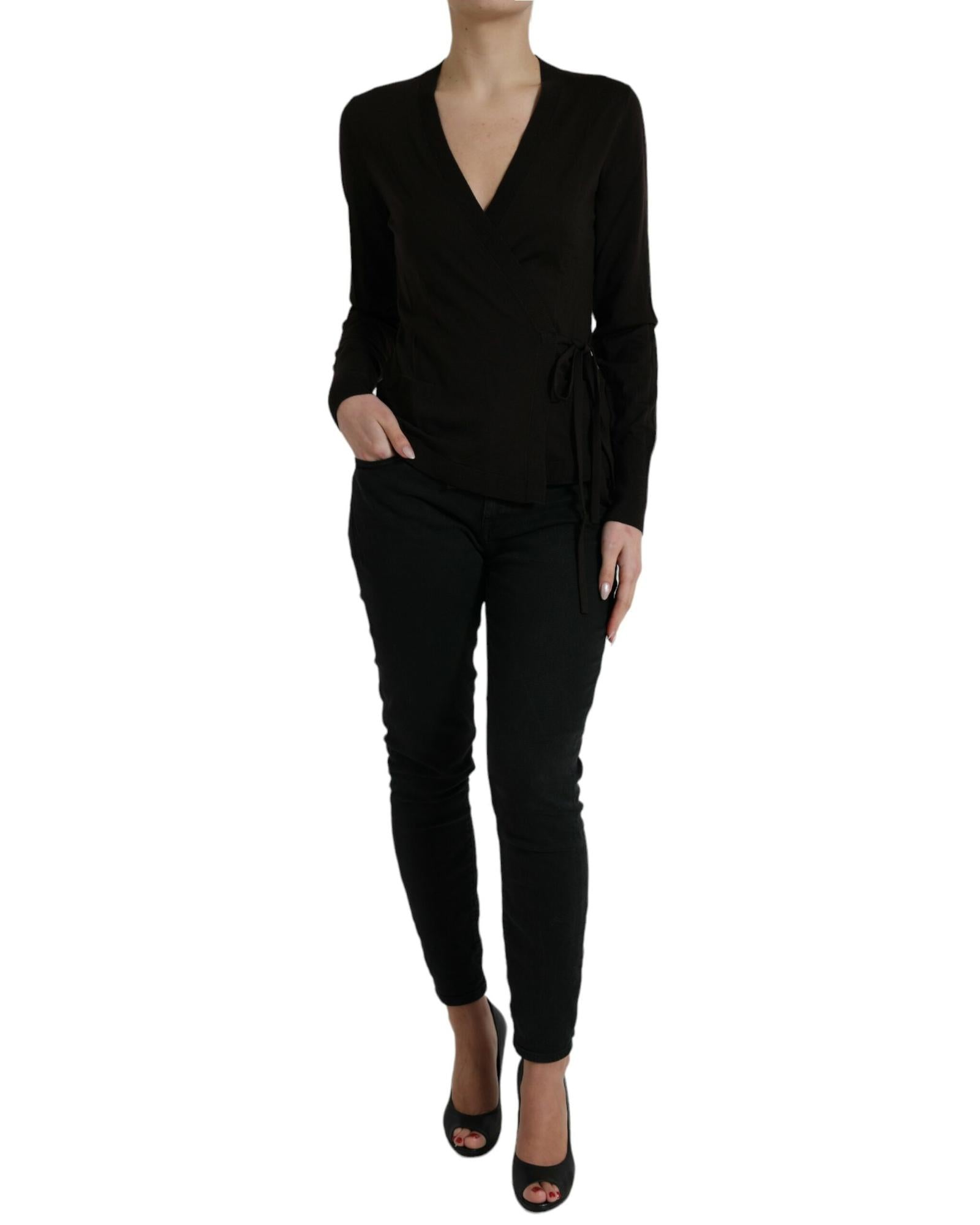 Dolce & Gabbana Wool V-neck Cardigan Sweater Black