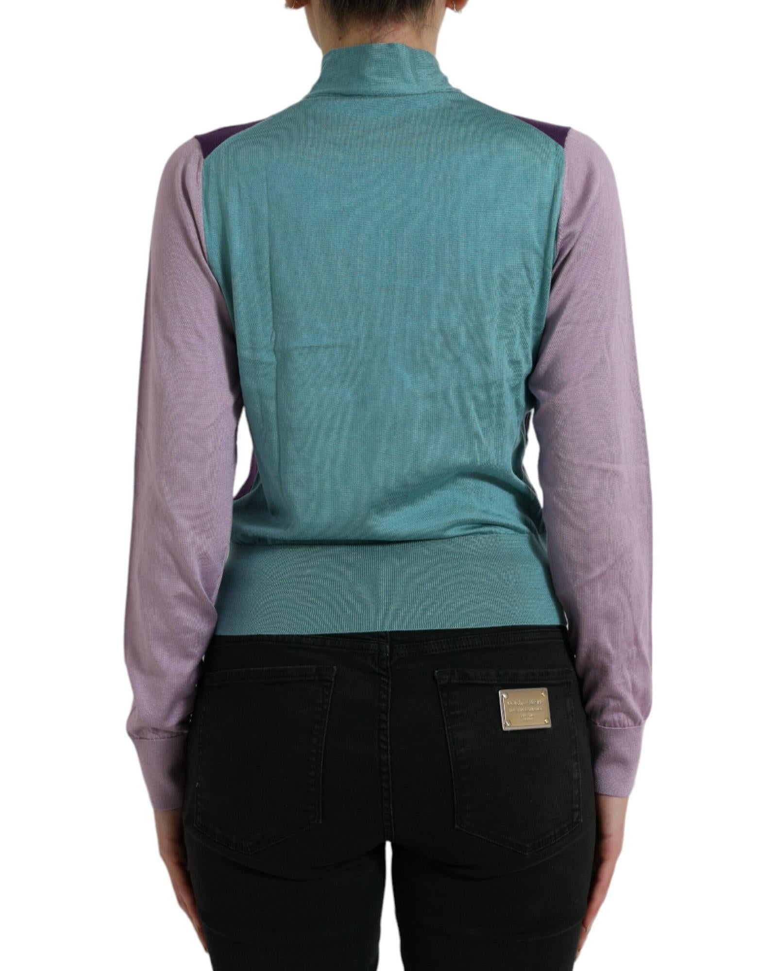 Dolce & Gabbana Women's Purple Knitted Tie Neck Sweater
