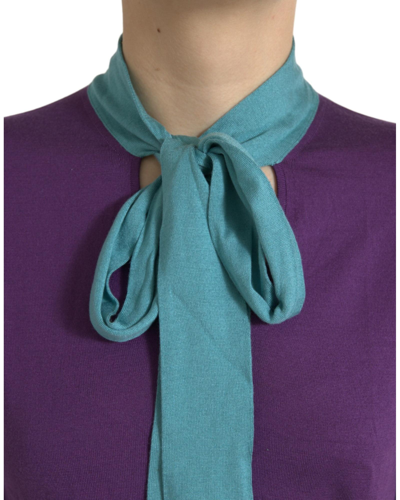 Dolce & Gabbana Women's Purple Knitted Tie Neck Sweater