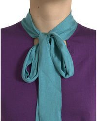 Dolce & Gabbana Women's Purple Knitted Tie Neck Sweater