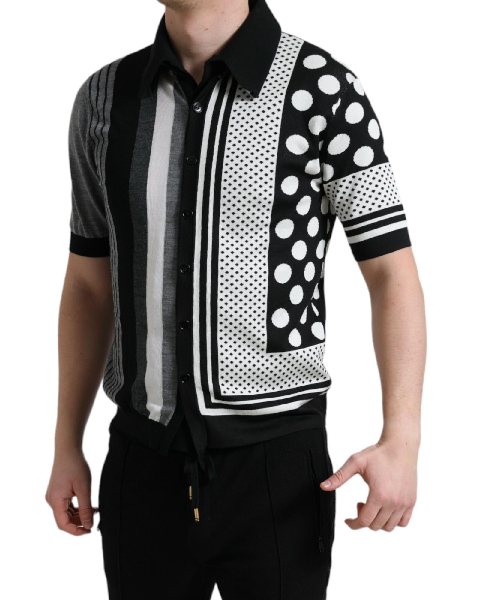 Dolce & Gabbana Striped Polka Dot Collared Sweater