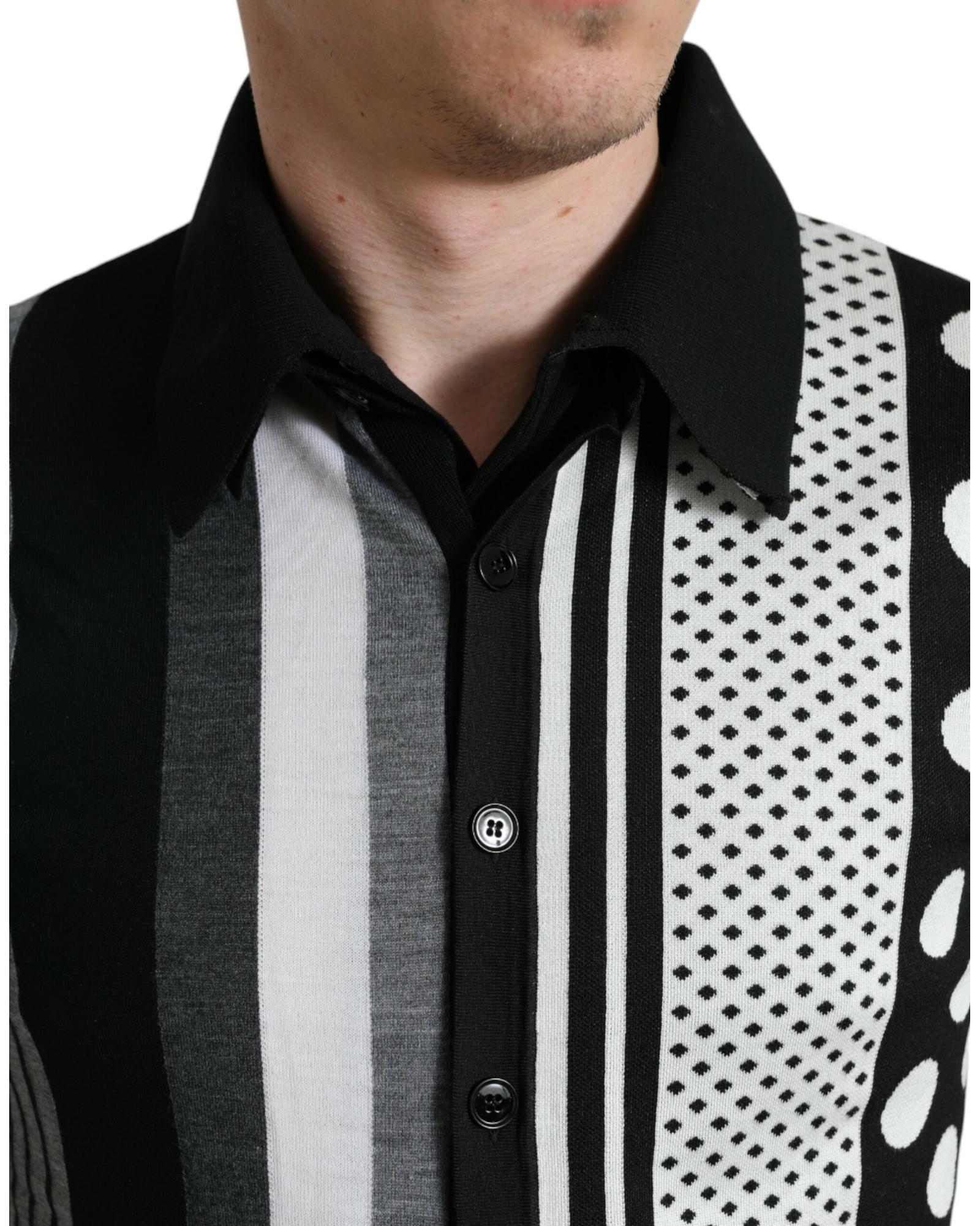 Dolce & Gabbana Striped Polka Dot Collared Sweater