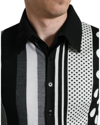 Dolce & Gabbana Striped Polka Dot Collared Sweater