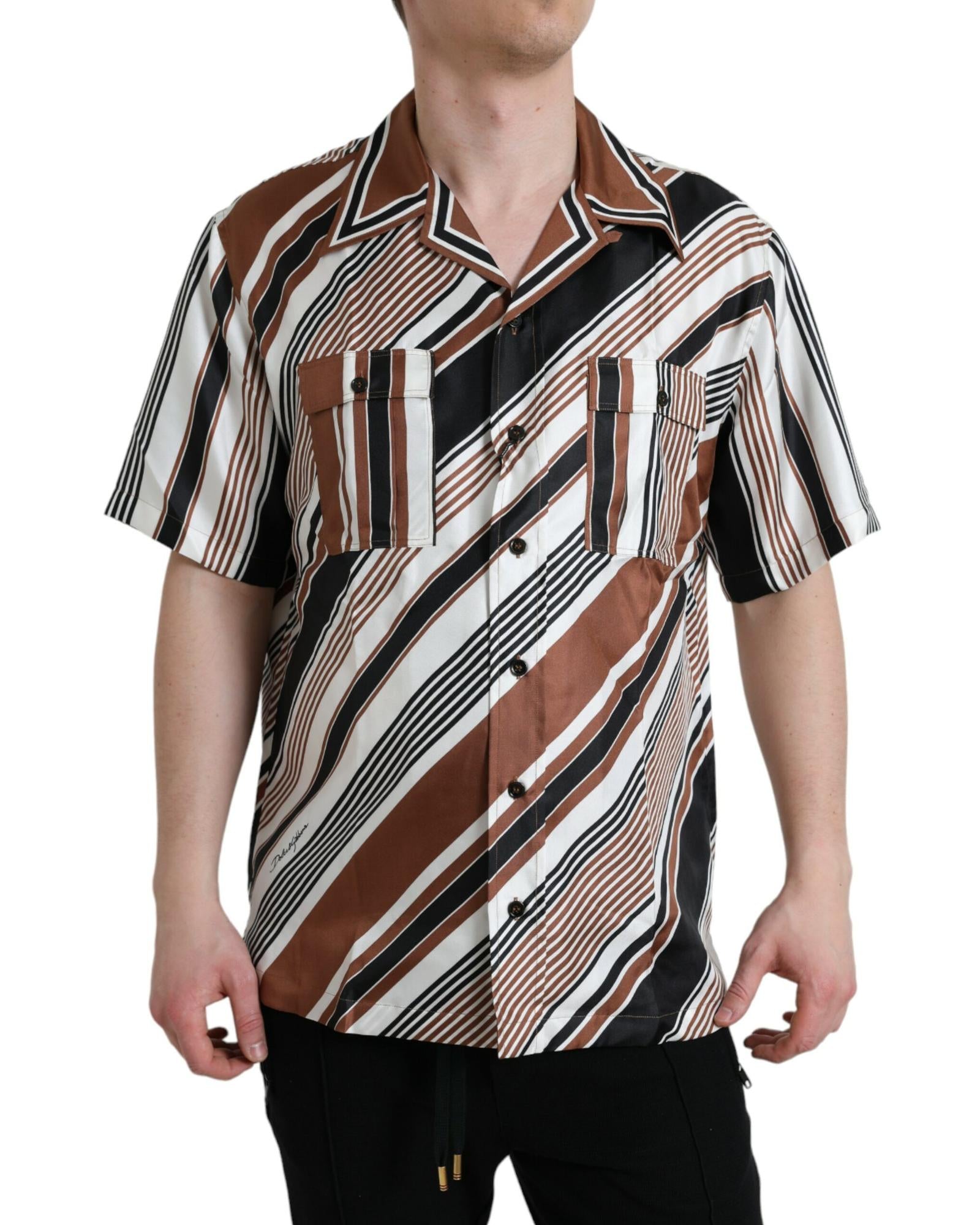 Dolce & Gabbana Striped Silk Shirt for Men Multicolor