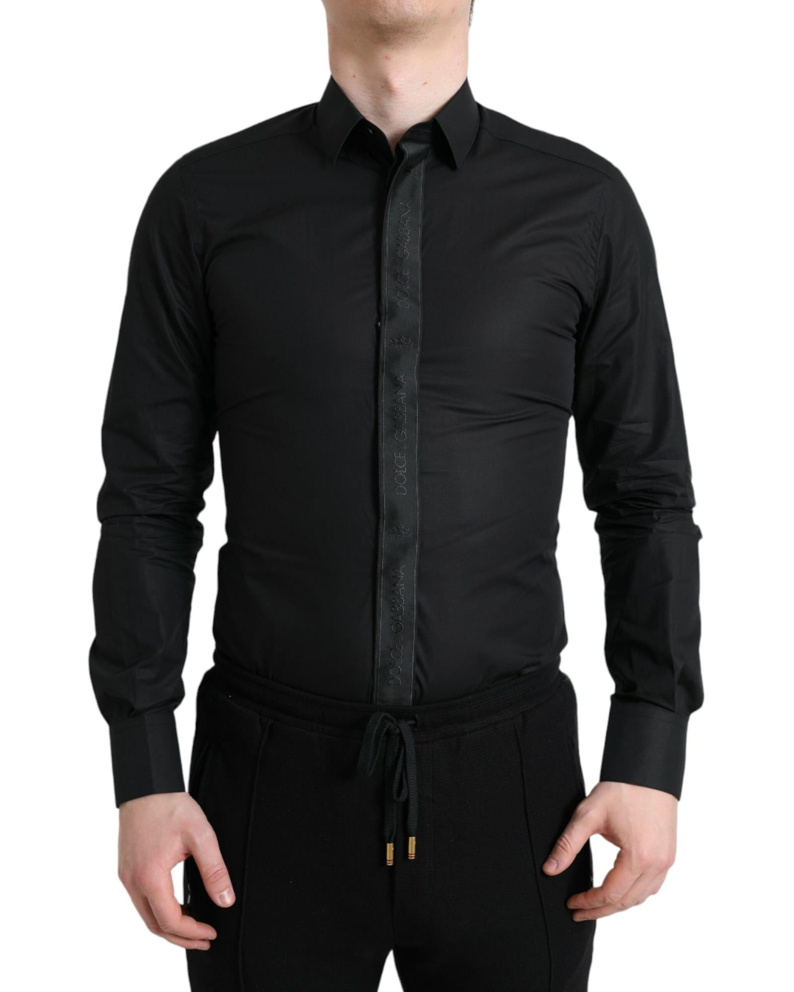 Dolce & Gabbana Men's Black Long Sleeve Button Down Shirt Black