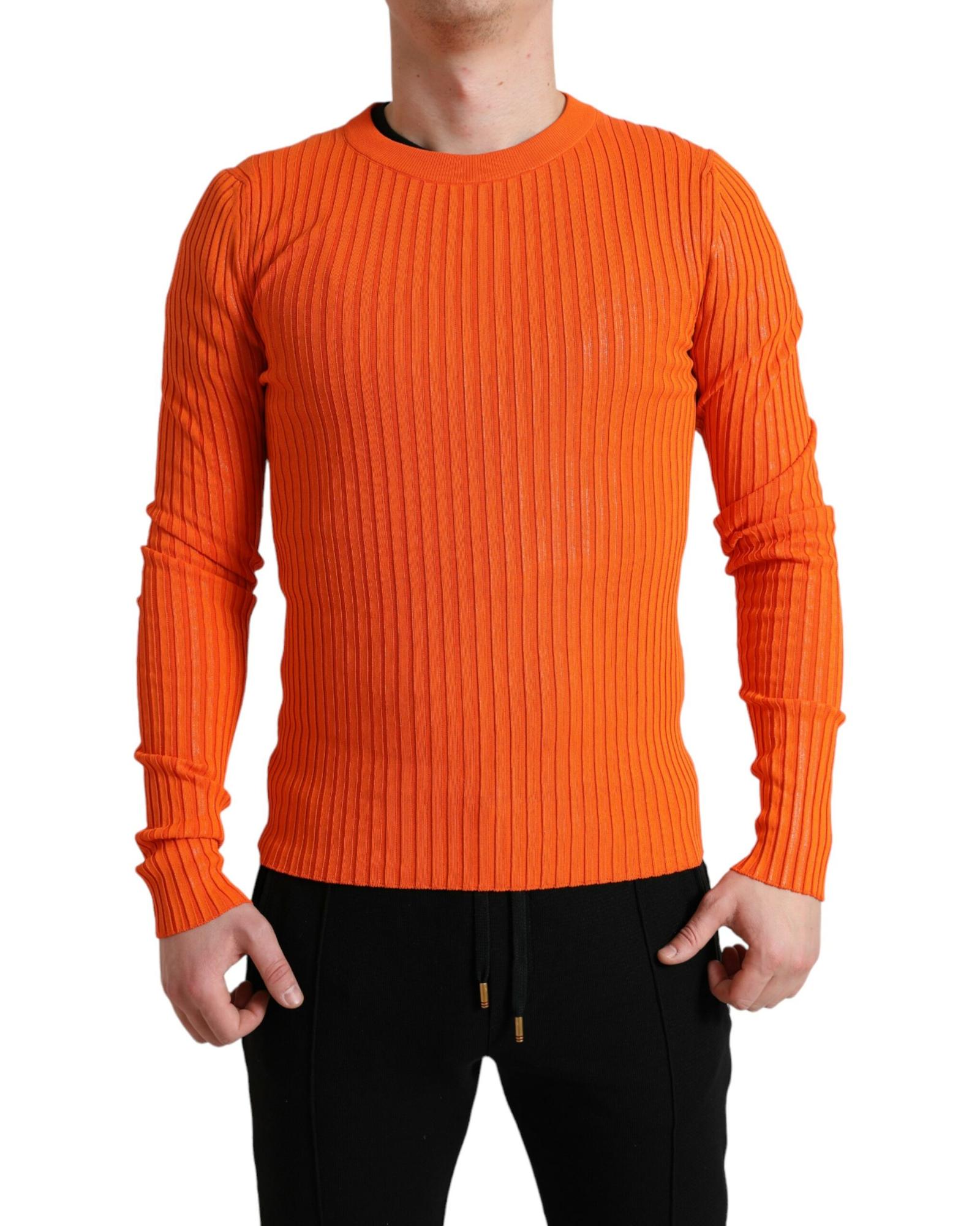 Dolce & Gabbana Men's Ribbed Knit Sweater - Orange Regular XL Orange