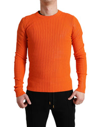 Dolce & Gabbana Men's Ribbed Knit Sweater - Orange Regular XL Orange