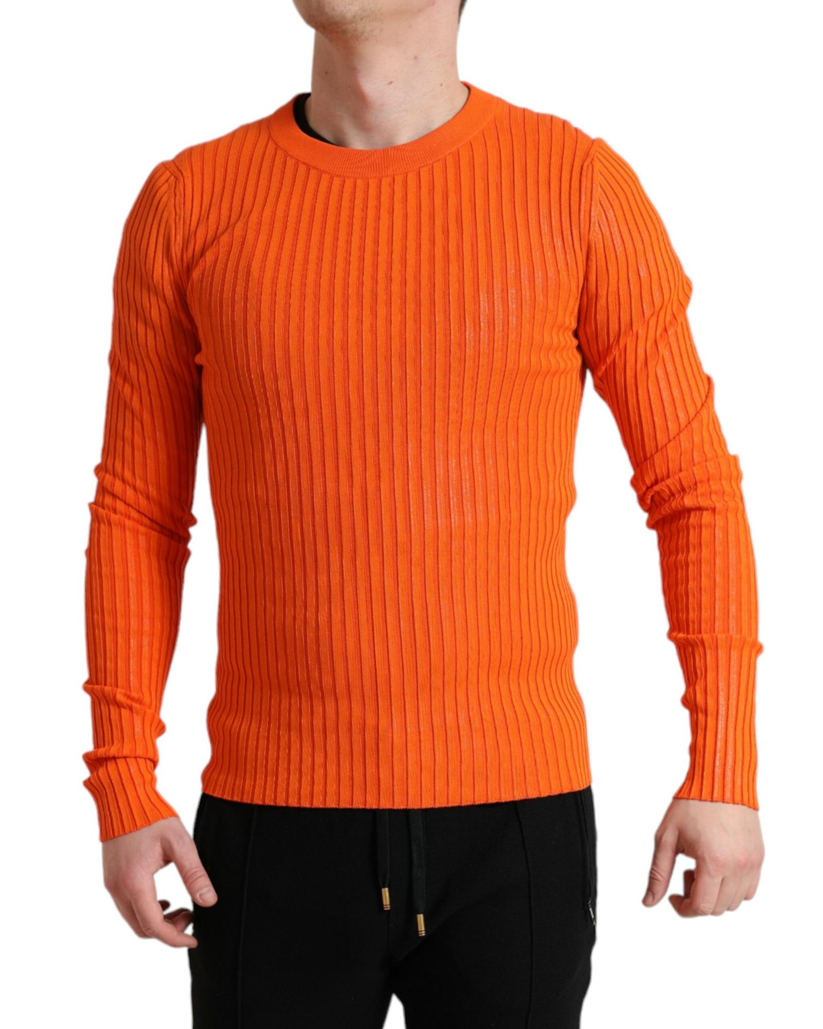 Dolce & Gabbana Men's Ribbed Knit Sweater - Orange