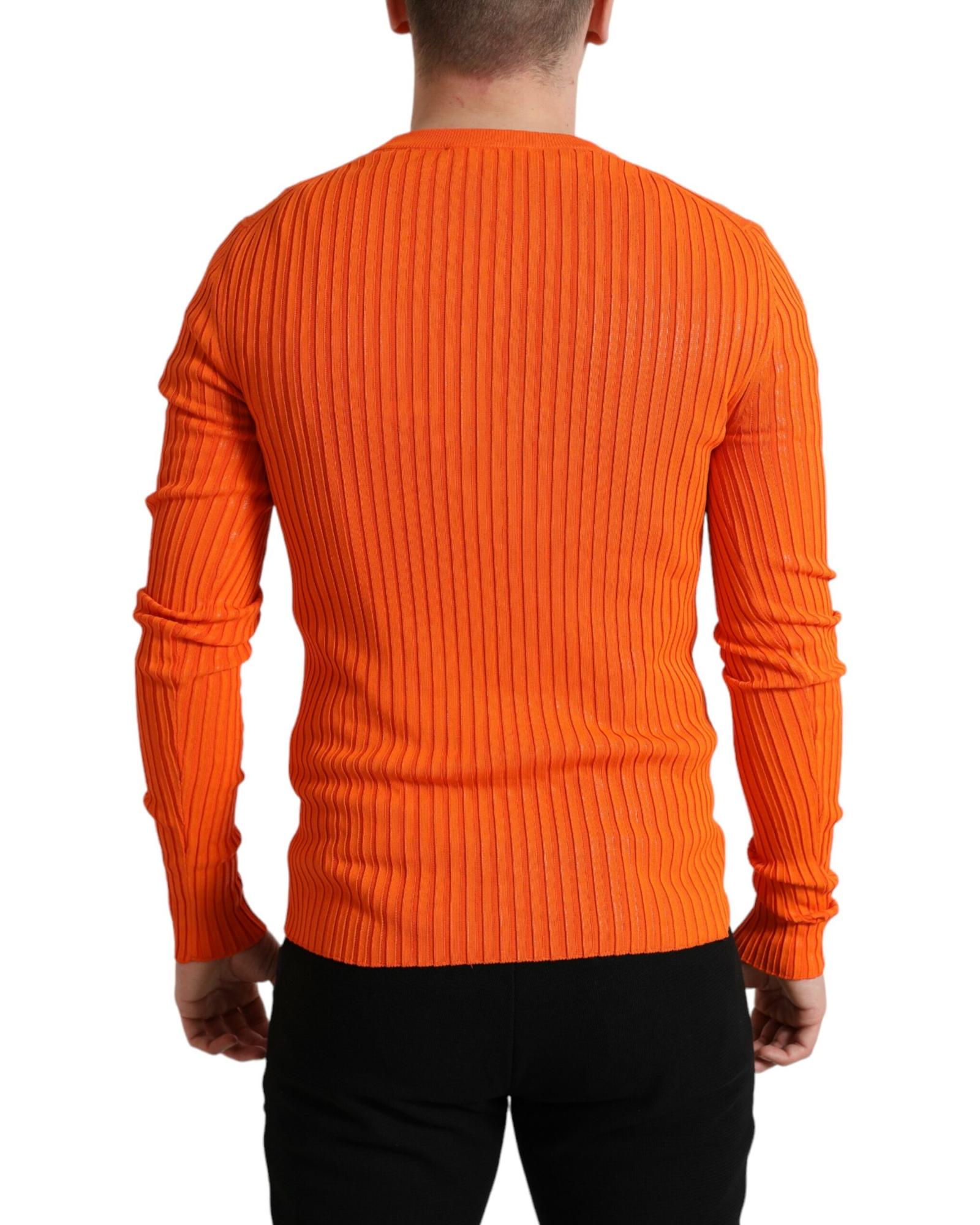 Dolce & Gabbana Men's Ribbed Knit Sweater - Orange