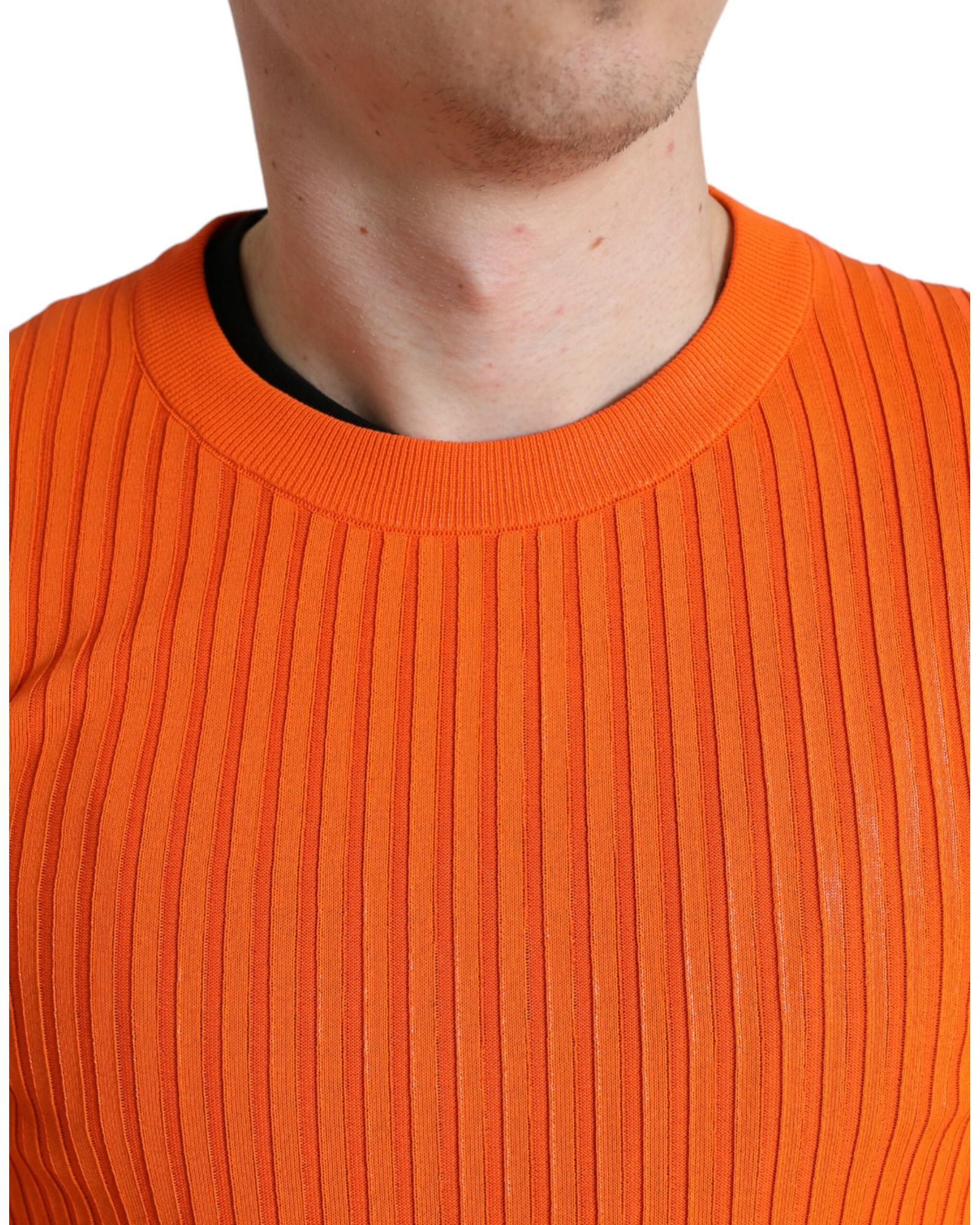 Dolce & Gabbana Men's Ribbed Knit Sweater - Orange