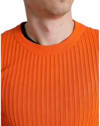 Dolce & Gabbana Men's Ribbed Knit Sweater - Orange