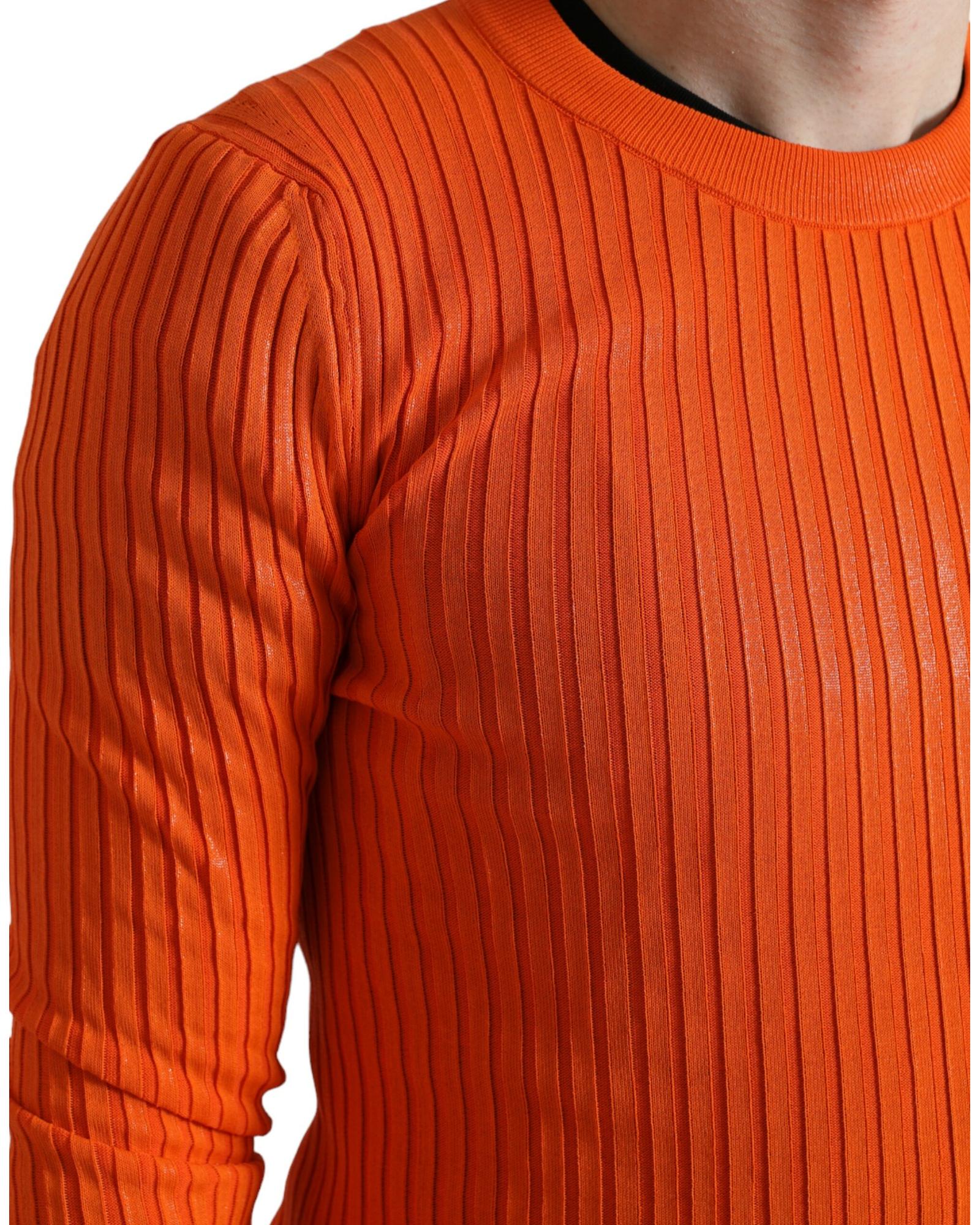 Dolce & Gabbana Men's Ribbed Knit Sweater - Orange