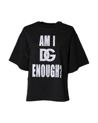 Dolce & Gabbana Graphic Tee Short Sleeve Relaxed Fit Women Black Tops