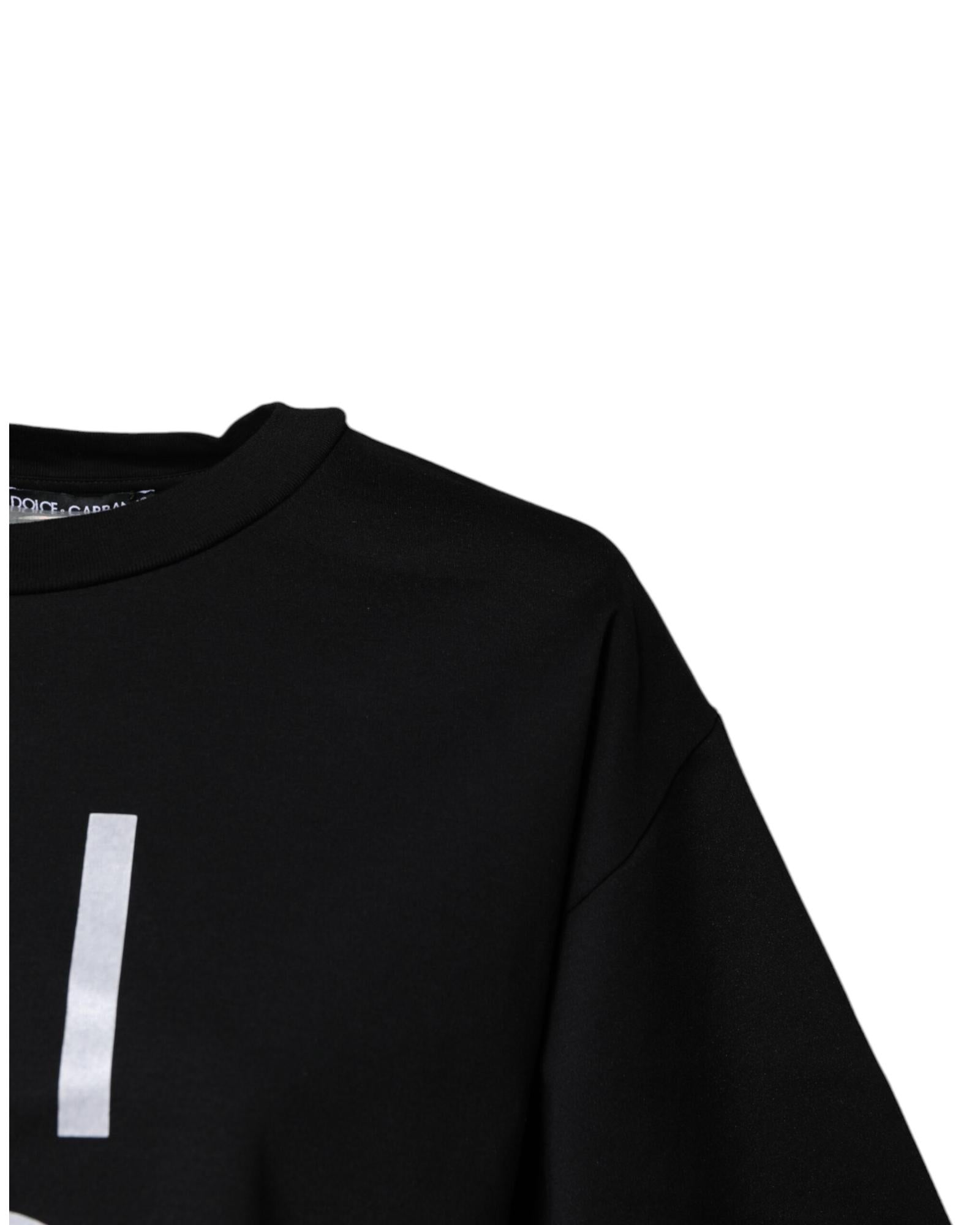 Dolce & Gabbana Graphic Tee Short Sleeve Relaxed Fit Women Black Tops