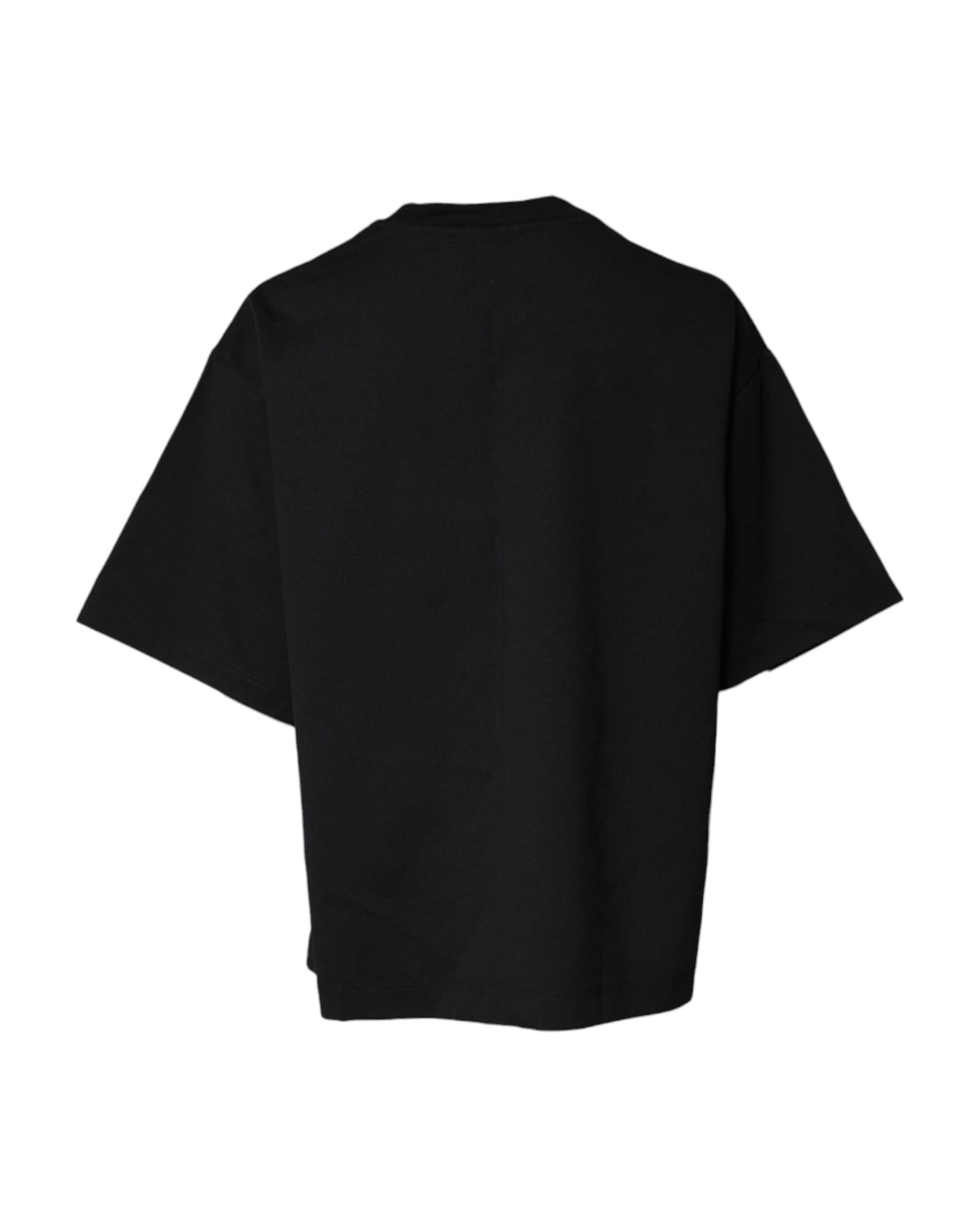 Dolce & Gabbana Graphic Tee Short Sleeve Relaxed Fit Women Black Tops