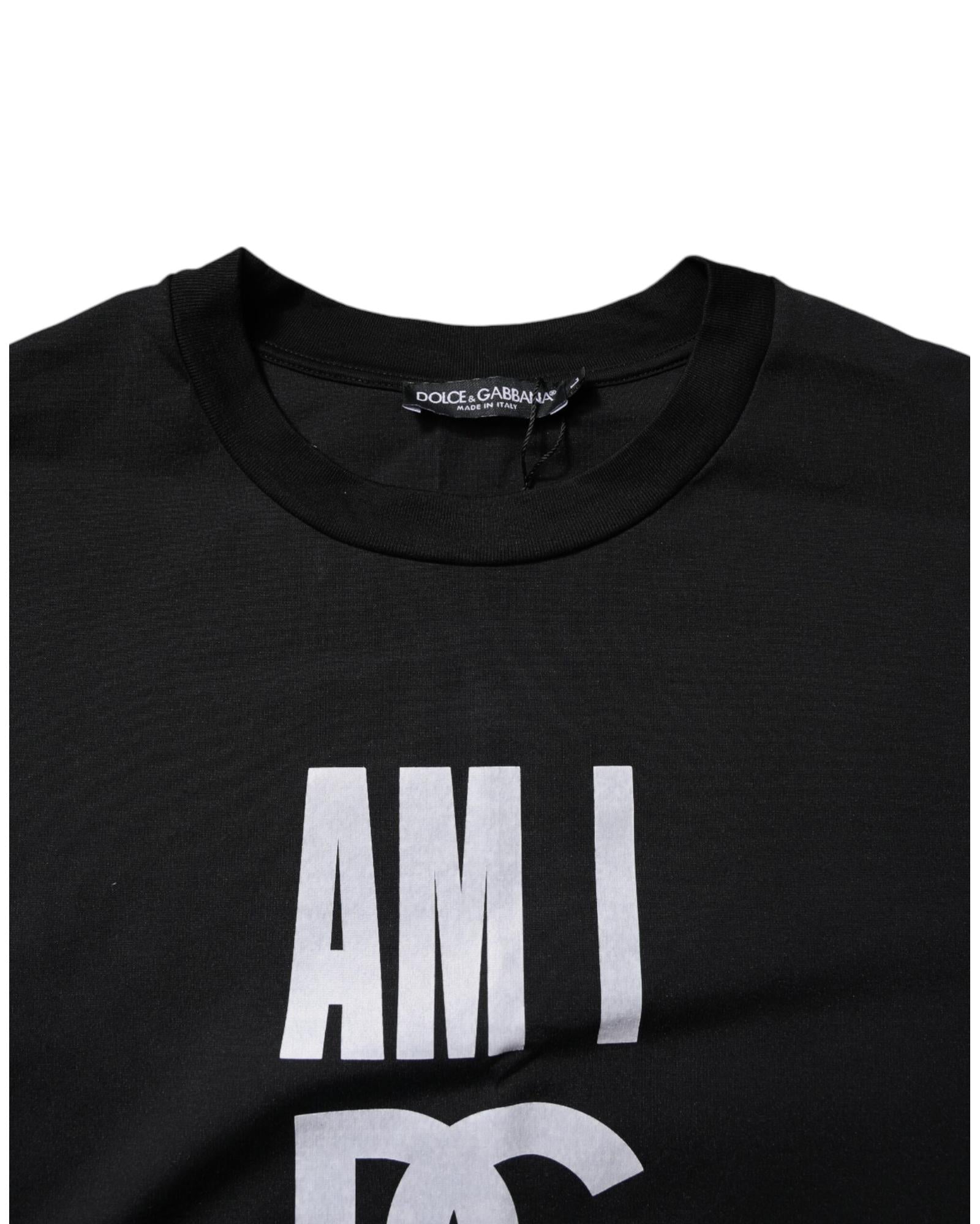 Dolce & Gabbana Graphic Tee Short Sleeve Relaxed Fit Women Black Tops
