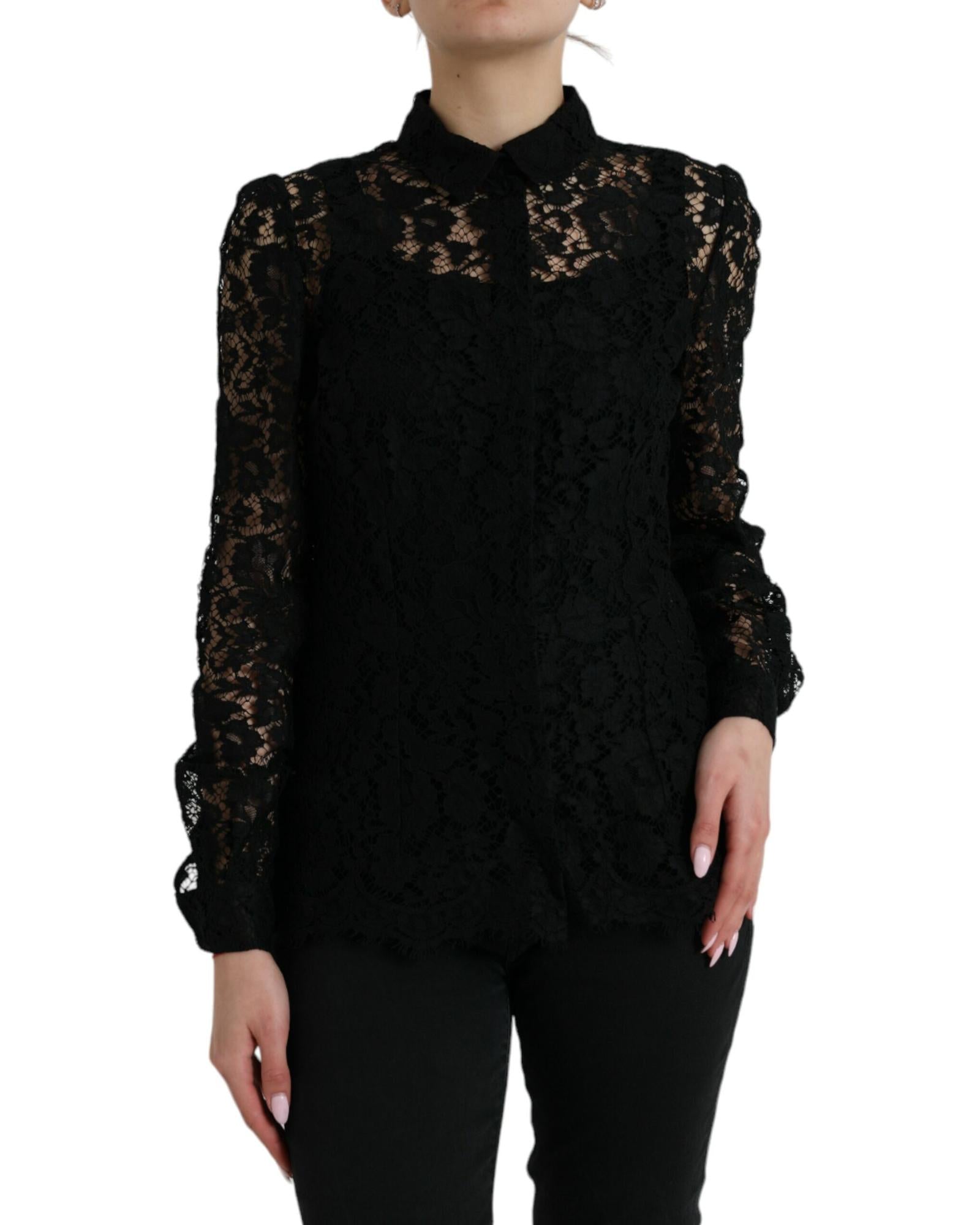 Dolce & Gabbana Black Lace Blouse 8 Black