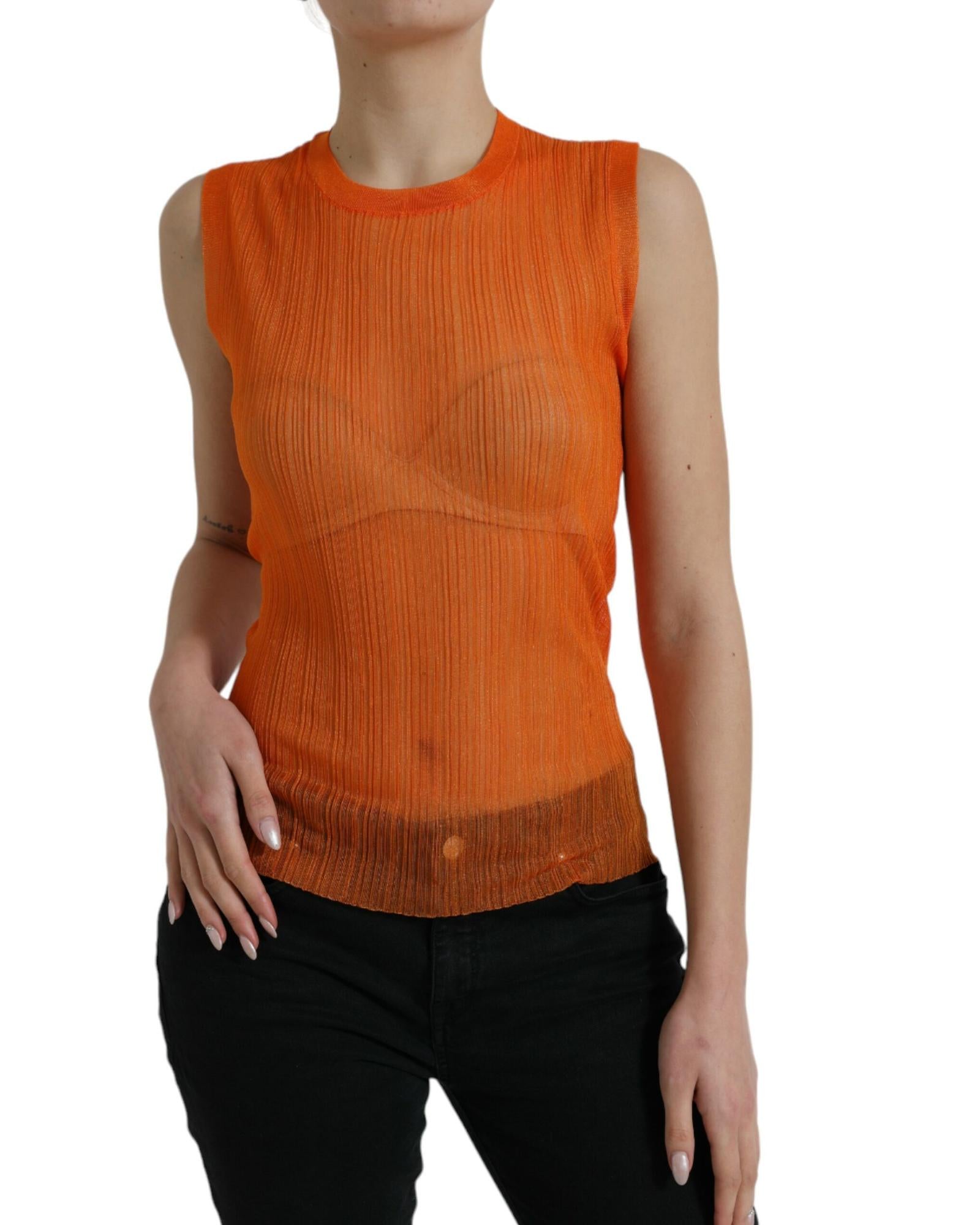Dolce & Gabbana Pleated Knit Top in Orange Orange
