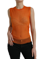 Dolce & Gabbana Pleated Knit Top in Orange Orange
