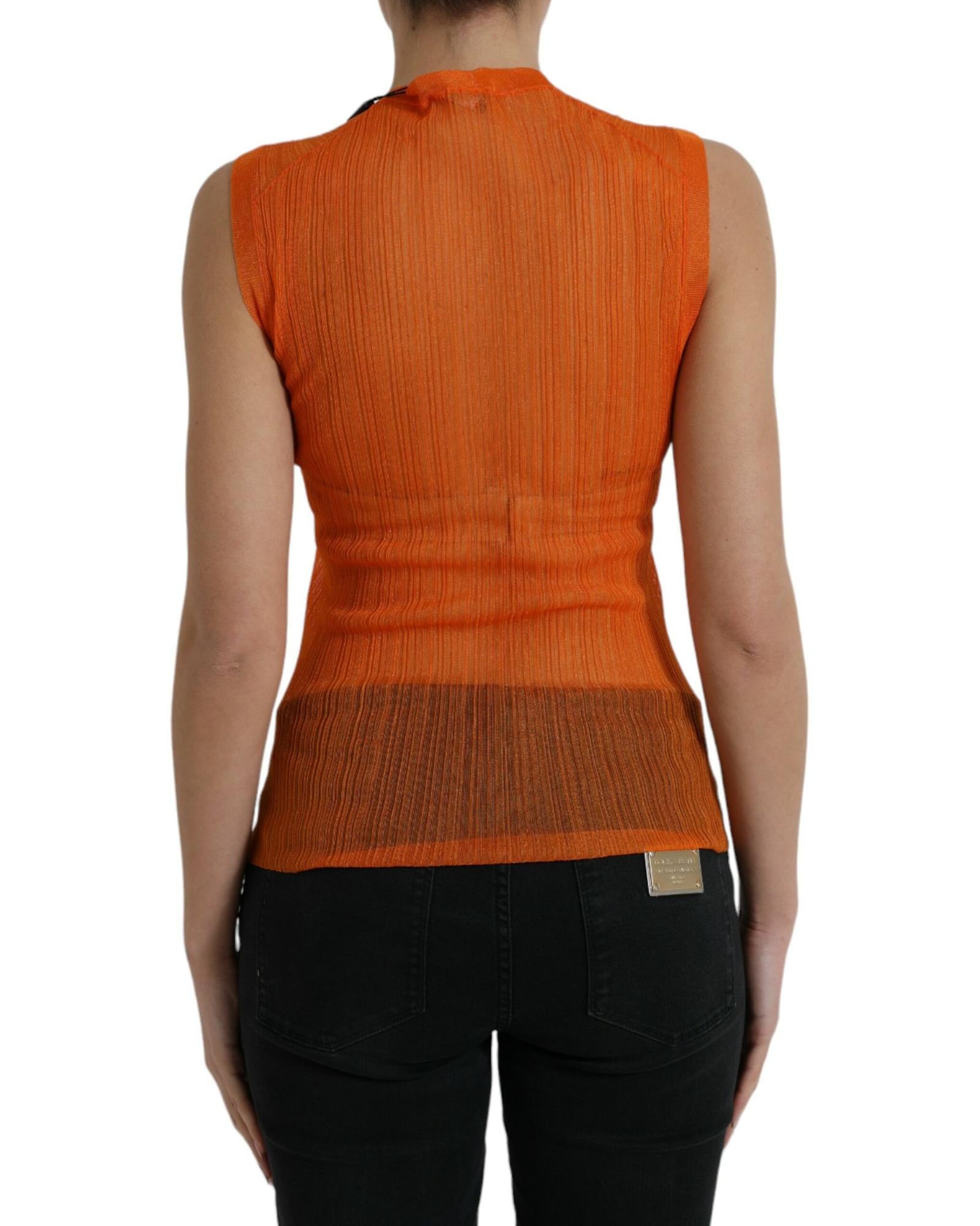 Dolce & Gabbana Pleated Knit Top in Orange