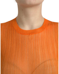 Dolce & Gabbana Pleated Knit Top in Orange