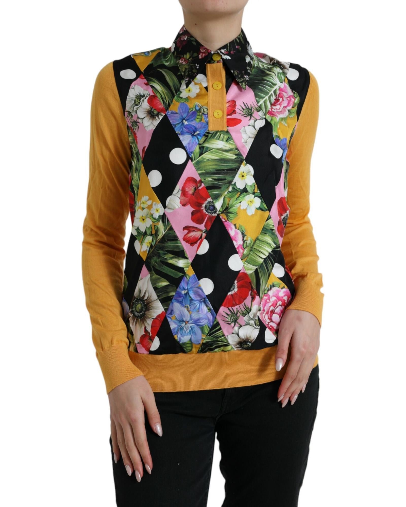 Dolce & Gabbana Patchwork Cashmere Henley Sweater Multicolor