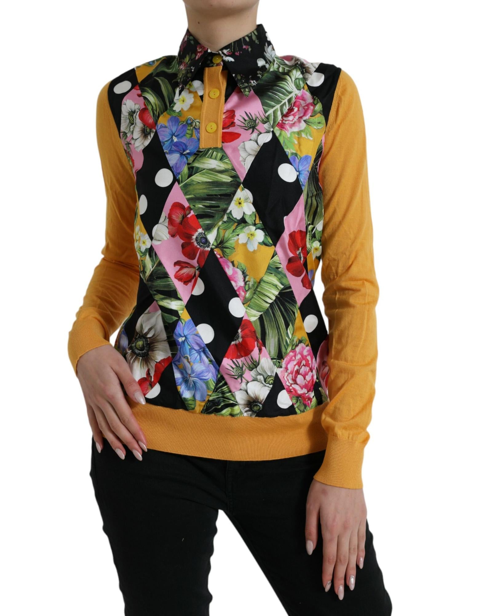 Dolce & Gabbana Patchwork Cashmere Henley Sweater