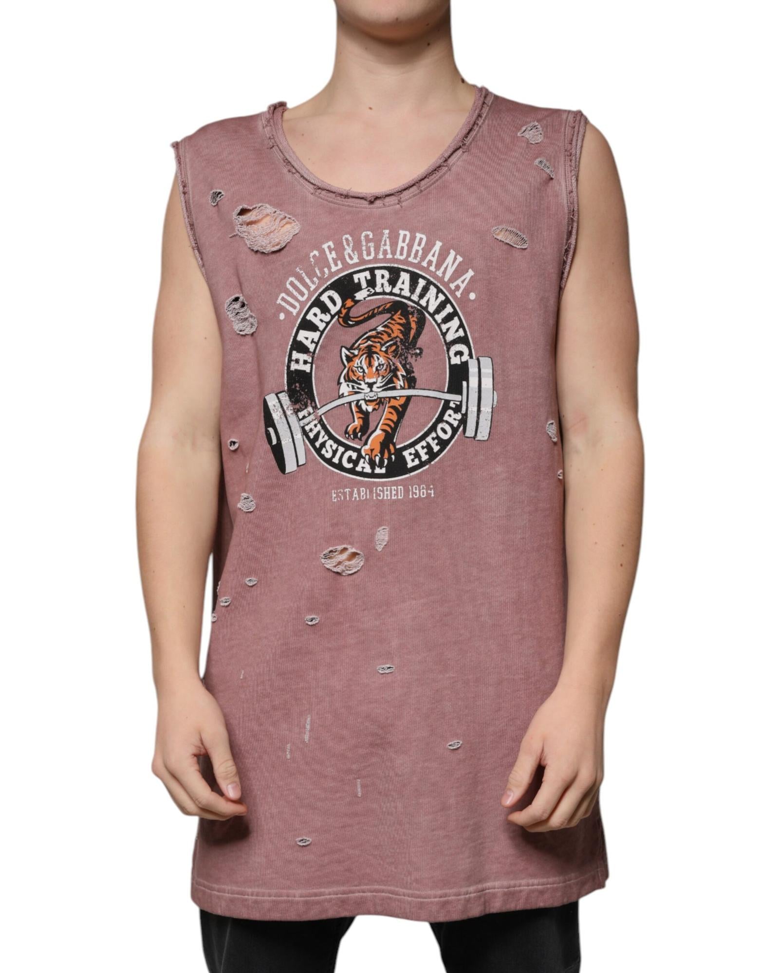 Dolce & Gabbana Cotton Round Neck Sleeveless T-Shirt