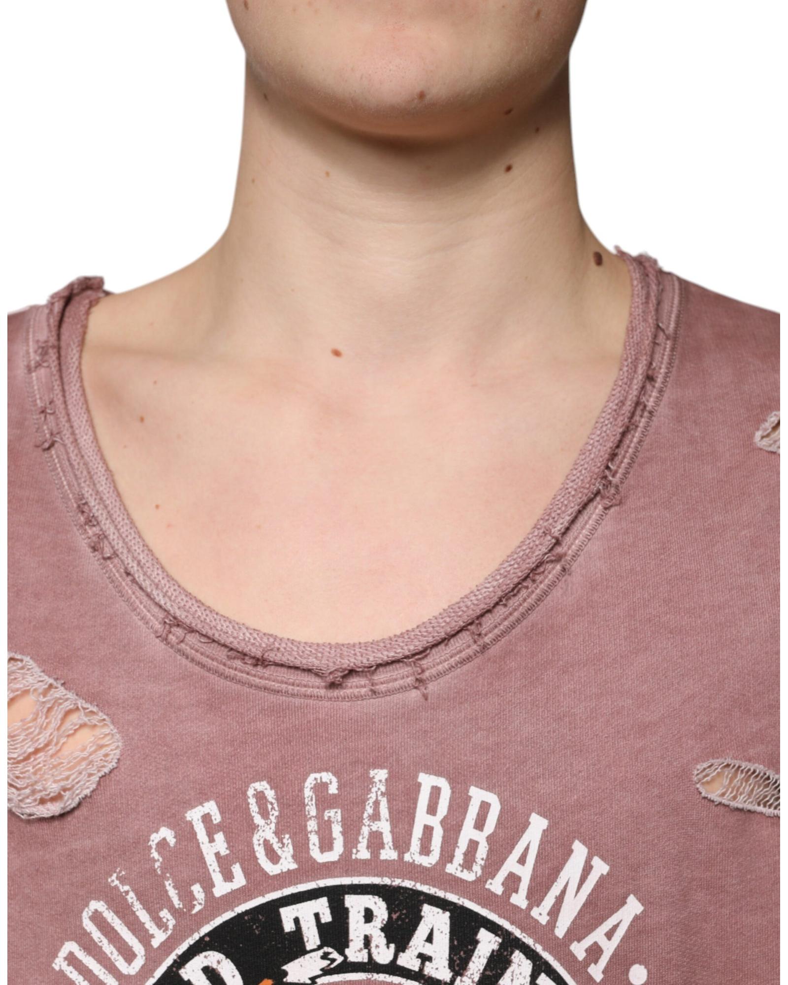 Dolce & Gabbana Cotton Round Neck Sleeveless T-Shirt