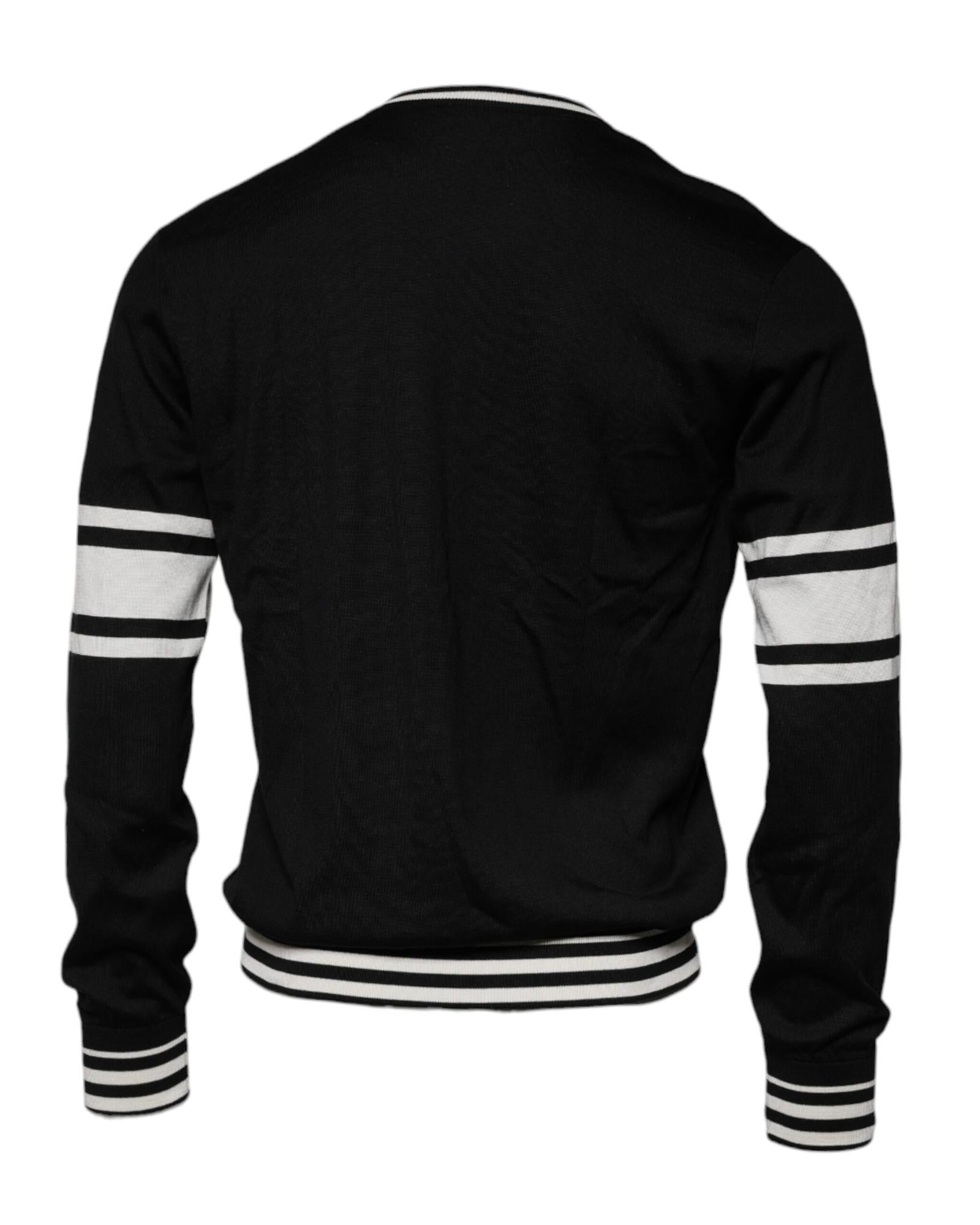 Dolce & Gabbana Guitar Pattern Knit Sweater Men Black And White