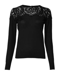 Dolce & Gabbana LaceDetailed Long Sleeve Pullover Women Black Tops 2 Black