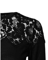Dolce & Gabbana LaceDetailed Long Sleeve Pullover Women Black Tops