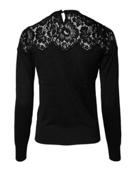 Dolce & Gabbana LaceDetailed Long Sleeve Pullover Women Black Tops