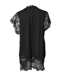 Dolce & Gabbana Lace Trim TShirt Dress Sacred Heart Graphic Women Black Tops