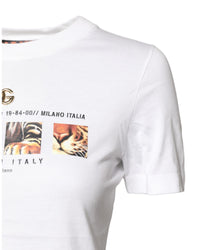Dolce & Gabbana Tiger Graphic Tee Short Sleeve Women White Tops