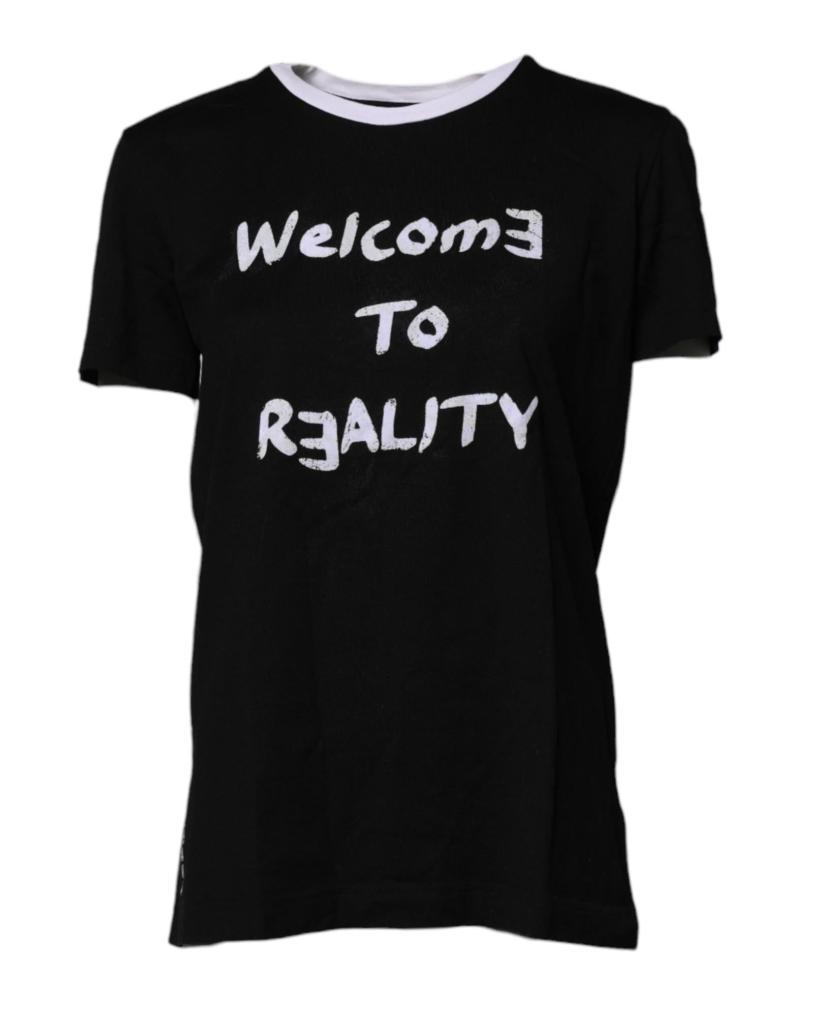 Dolce & Gabbana Reality Graphic Tee Short Sleeves Women Black Tops