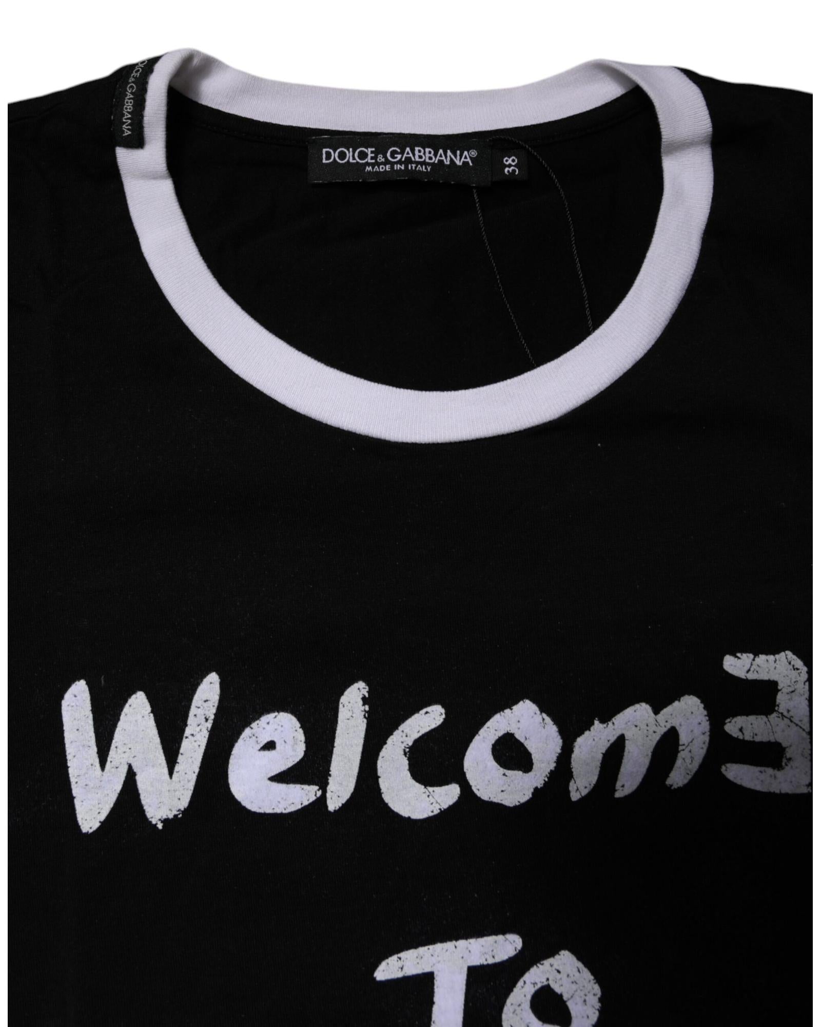 Dolce & Gabbana Reality Graphic Tee Short Sleeves Women Black Tops
