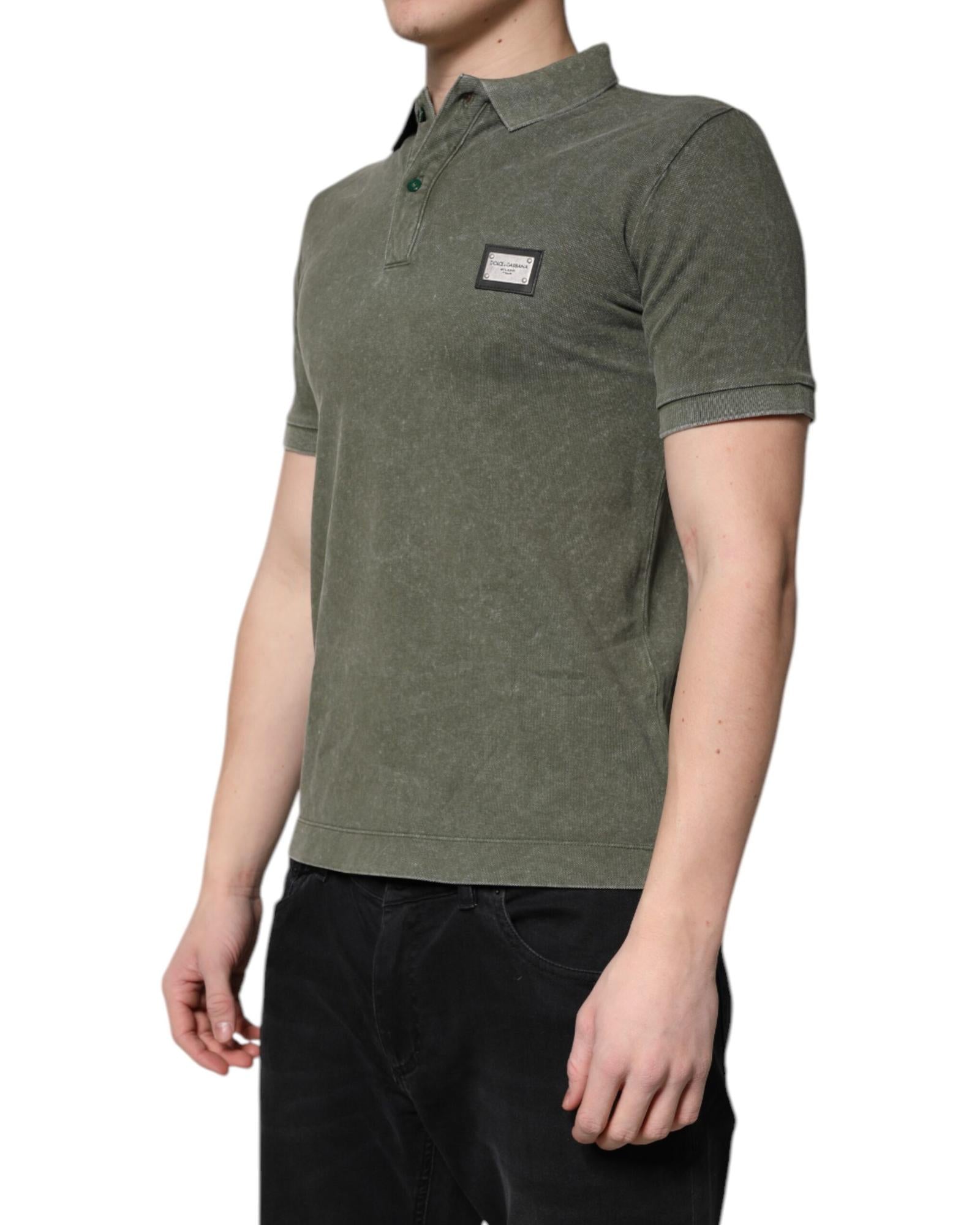 Dolce & Gabbana Short Sleeve Polo Shirt Men Green