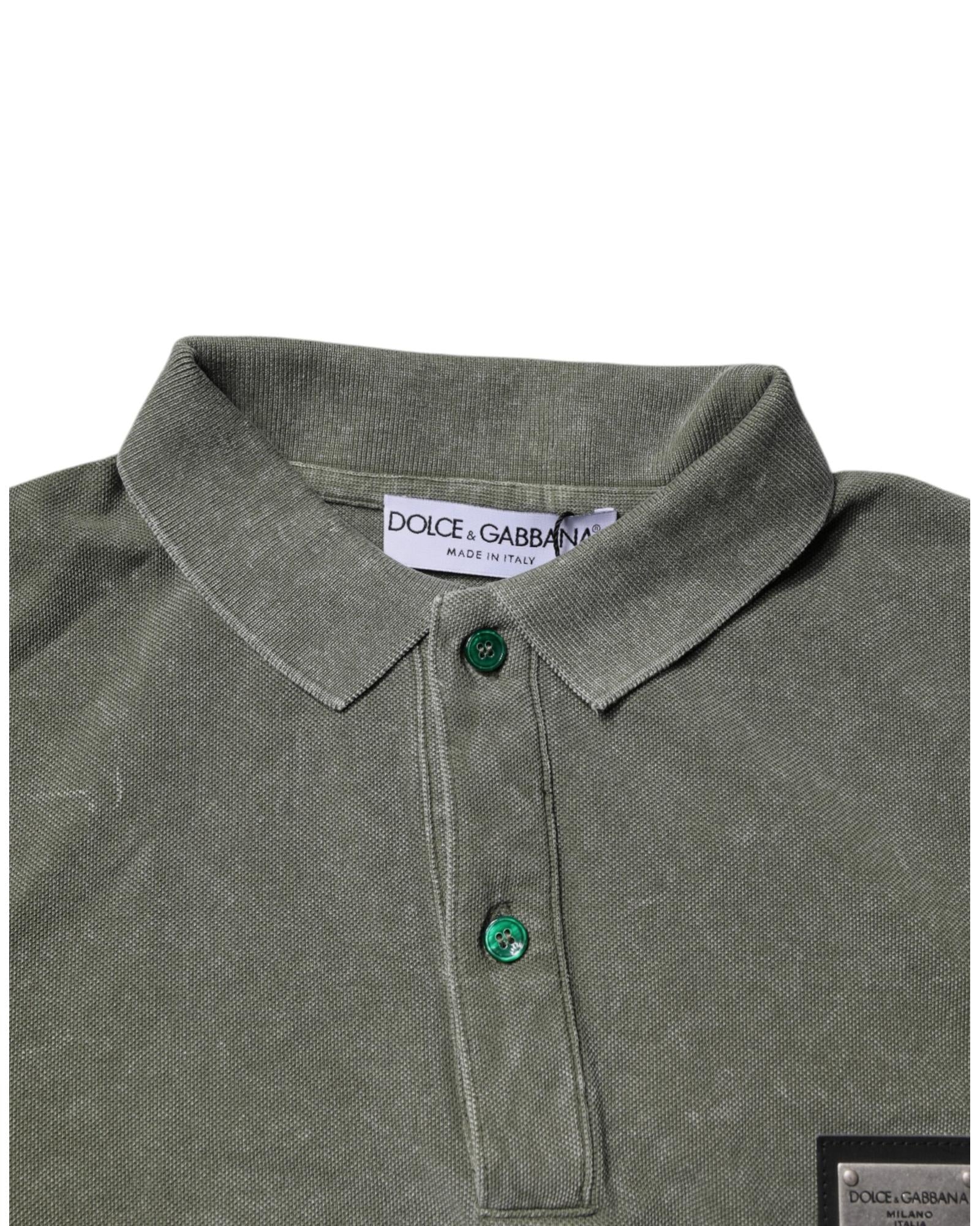 Dolce & Gabbana Short Sleeve Polo Shirt Men Green
