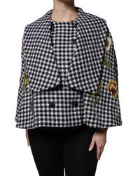 Dolce & Gabbana Houndstooth Floral Embroidered Coat Women Black And White Black And White