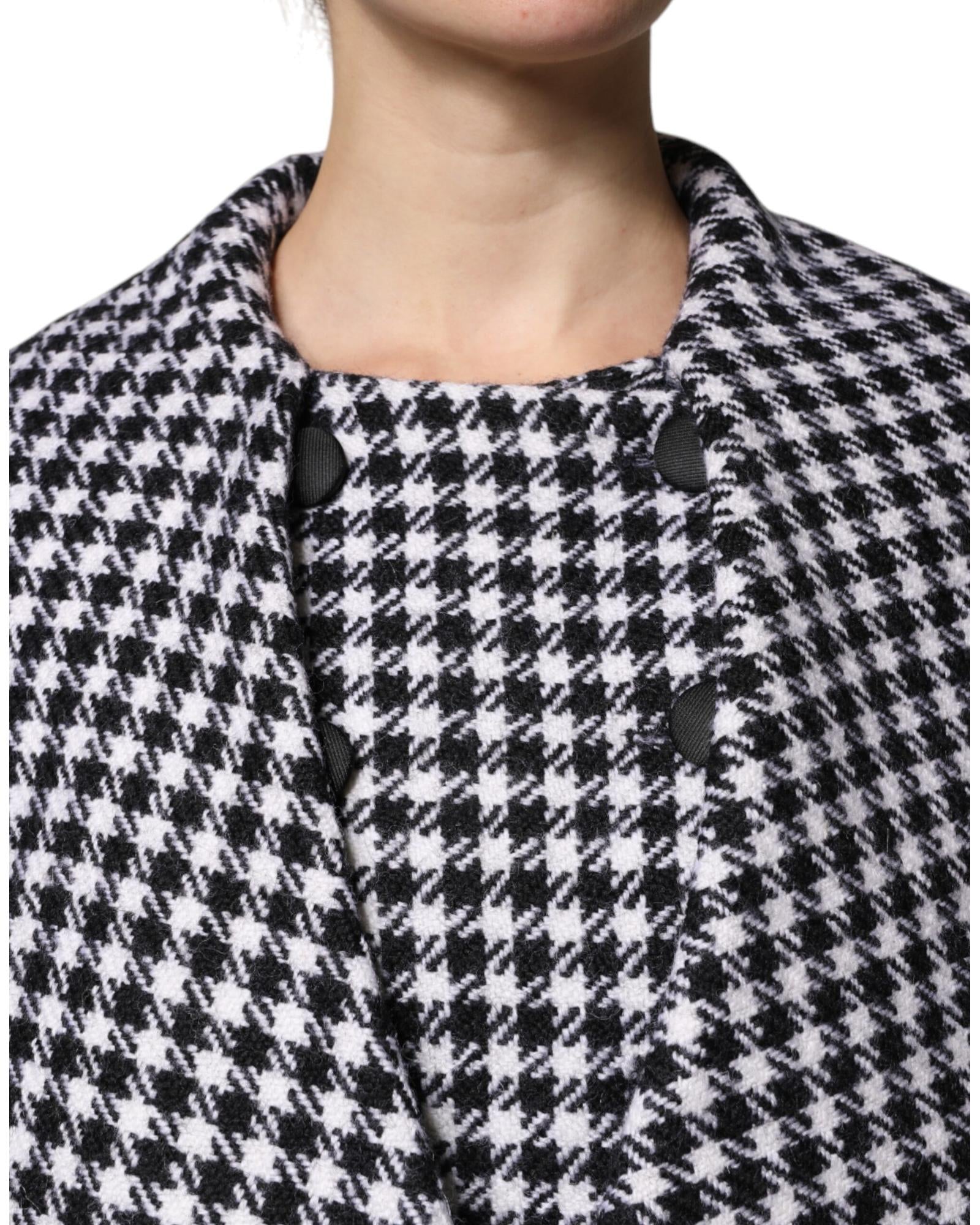 Dolce & Gabbana Houndstooth Floral Embroidered Coat Women Black And White